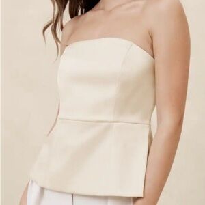 BANANA REPUBLIC Ivory Satin Corset/Strapless Top Size 10